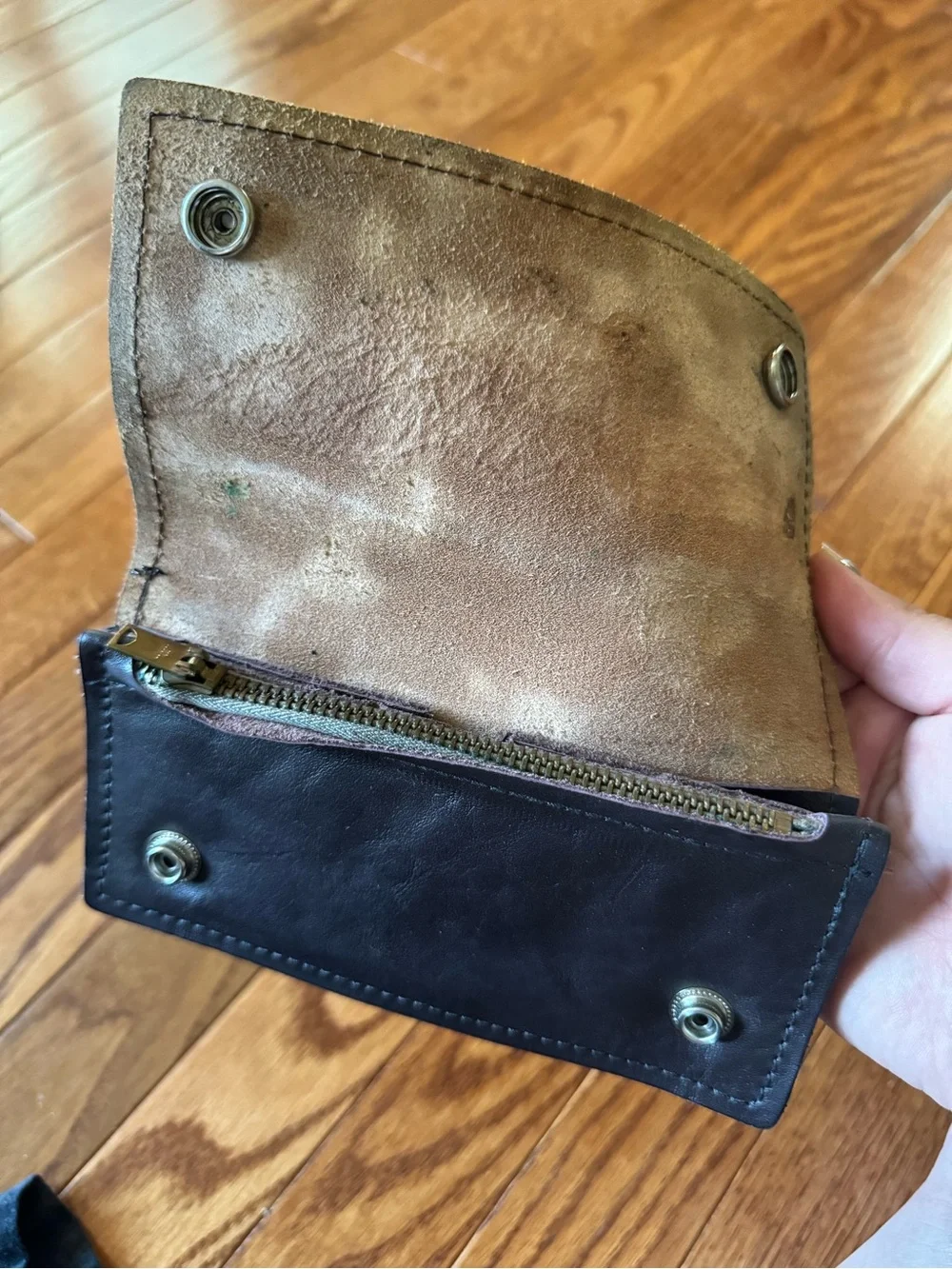 Black Leather Winged Logo Wallet